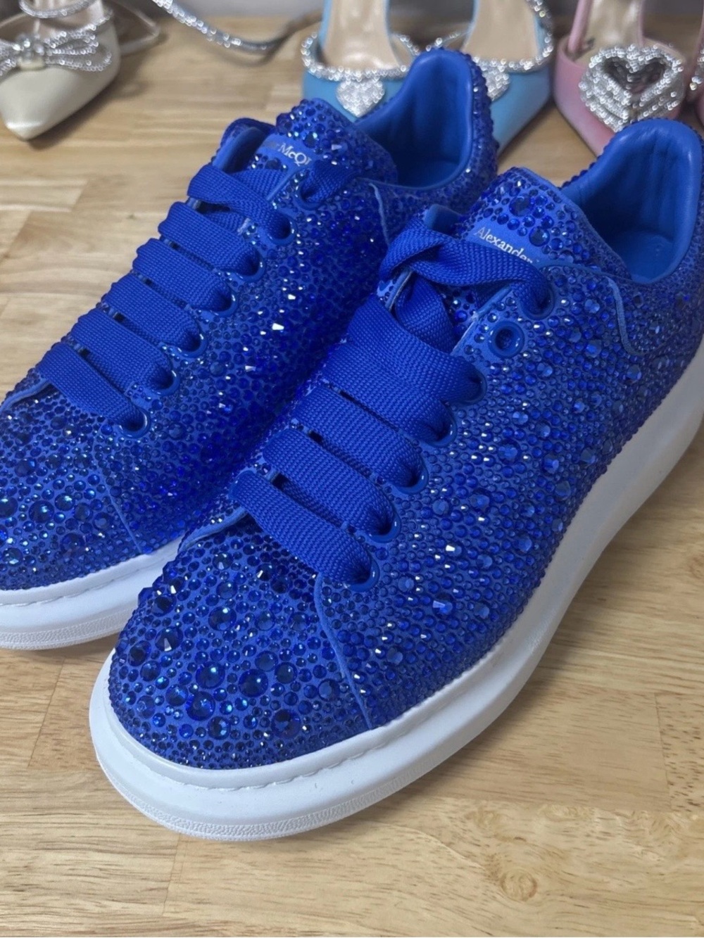 Alexander McQueen Crystal Blue Sneakers Sz 43
